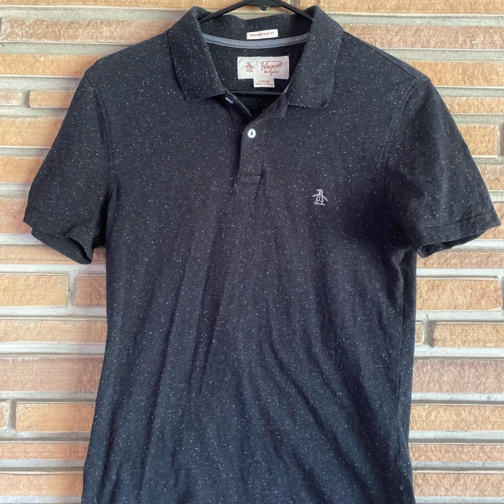 Men’s penguin polo shirt dark gray size small